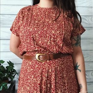 Vintage 80s/90s Red Floral Maxi Dress